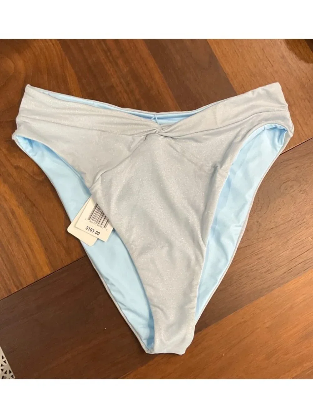 L*Space Shimmer Nancy Lee Bikini Bottoms in Sky Blue XLarge New Womens Swimsuit